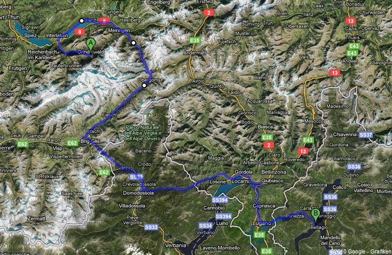 Grindelwald -> Comosee - 255km